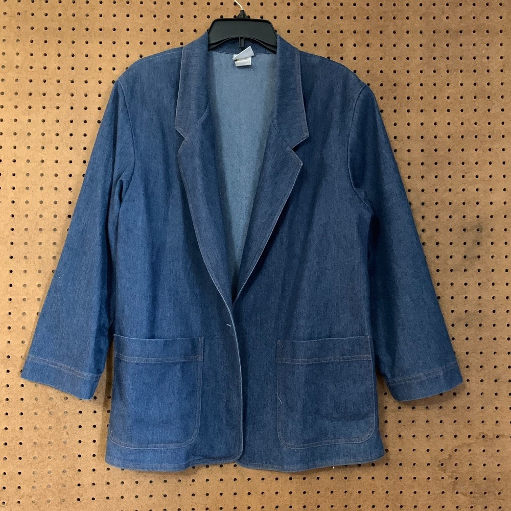 VTG Denim Blazer Koret City Blues 16 Blue Jacket Cottage Retro Oversized Classic